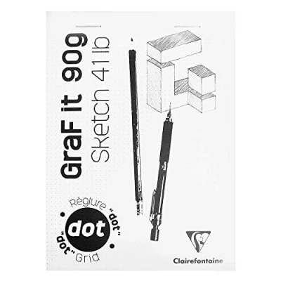 Afbeelding van Clairefontaine Ref 96691C Graf It White Glued Dot Grid Sketch Pad (80 Vellen) A4 formaat, 90gsm tekenpapier, witte omslag, microgeperforeerde vellen, bovengelijmd