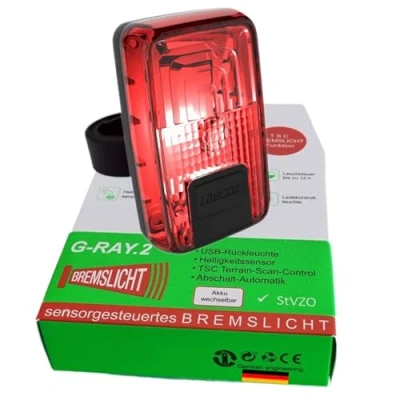 Afbeelding van Litecco G RAY.2 Fietslamp met heldere led accu, achterlicht remlicht, power led, USB laadkabel, StVZO