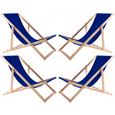 Afbeelding van Set van 4 ligstoelen Tuinstoel Strandstoel Blauw