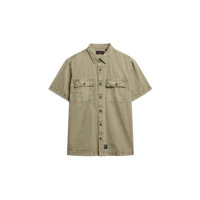 Afbeelding van Superdry Short Sleeve Overhemd, Heren, Maat: Small, Stonewash taupe brown