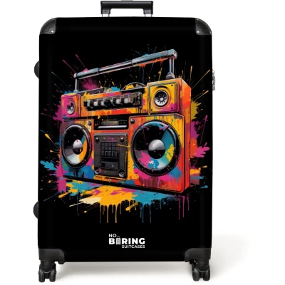 Afbeelding van NoBoringSuitcases.com® Koffer groot Reiskoffer lichtgewicht Radio met kleurrijke verf Rolkoffer 4 wielen Grote trolley XL 98 liter bagage