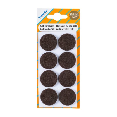 Afbeelding van Verlofix Anti krasvilt Zelfklevend Diameter 28mm Bruin 16stuks