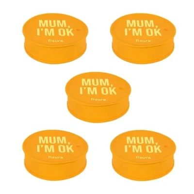 Afbeelding van Fisura Deksel drugsbekers &quot;Mum, I&#039;m ok&quot;, 5 stuks, originele bekerbeschermdeksel, herbruikbare bekerhouder, lekbescherming van siliconen, stuks