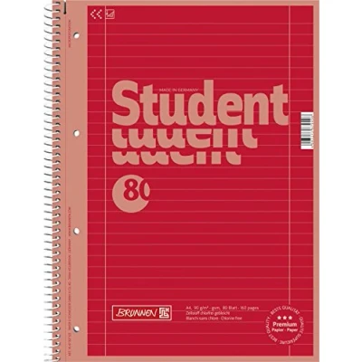 Afbeelding van Brunnen Student Colour Code 1067927123 notitieblok/collegeblok (A4 gelinieerd, liniatuur 27, 90 g/m², 80 vellen) rood