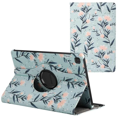 Afbeelding van Samsung Galaxy Tab S6 Lite Hoes: iMoshion 360 Draaibare Design Bookcase 2.0 Flowers Kunstleder Tablet Hoezen