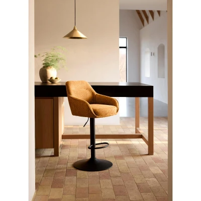 Afbeelding van Nordic Home Ellis verstelbare barstoel Stof roestbruin