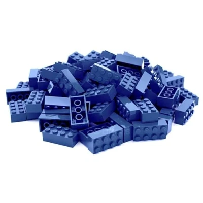 Afbeelding van Lego Classic 3001 Basic stenen, donkerblauw, 2 x 4 bouwstenen, 100 stuks losse onderdelen starterset, accessoires en uitbreiding voor stenen box plaat