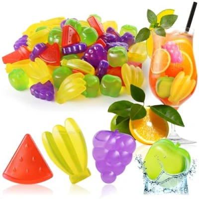 Afbeelding van COM FOUR® 60x herbruikbare ijsblokjes in Caribische fruitvorm party voor het koelen van drankjes fruitdesign (60 stuks fruit)