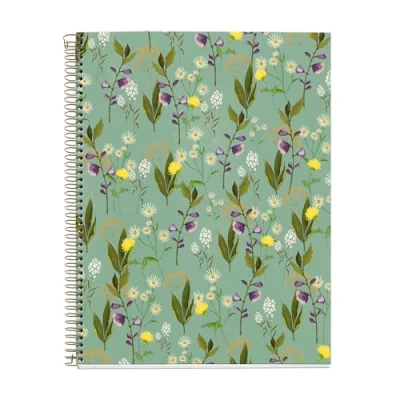 Afbeelding van Miquelrius notitieboek, A4, 4 gekleurde strepen, horizontaal gelinieerd, 7 mm, 100 vellen met 70 g/m², gelinieerd collectie Garden Memories, groene bloemen