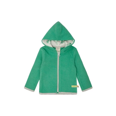 Afbeelding van loud + proud Uniseks wollen fleece met capuchon, GOTS gecertificeerd fleecejack, Plant, 98 104