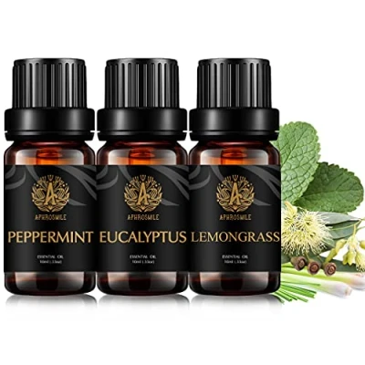 Afbeelding van 100% Pure Geurende Oliën, Therapeutische Grade Aromatherapie Essentiële Oliën Set Pepermunt Eucalyptus Citroengras, Kit voor Diffuser, Massage, Luchtbevochtiger 3x10ml