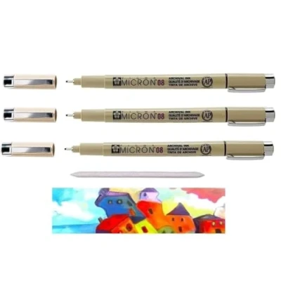 Afbeelding van Sakura Pigma Micron zwart 08. Set met 3 stuks