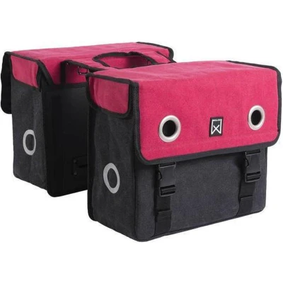 Afbeelding van Dubbele fietstas Canvas Tas 30L Paradise Red/zwart