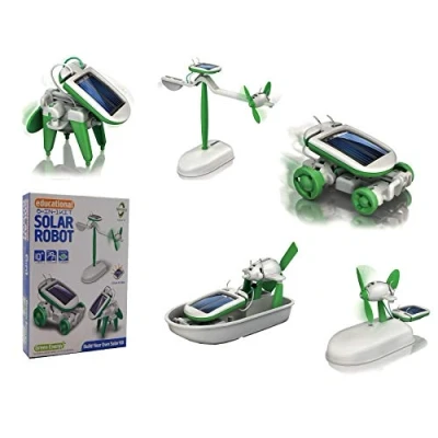 Afbeelding van 6 in 1 Educatieve &#039;doe het zelf kit&#039; Solar Kit om Robot Speelgoed Auto Vliegtuig Puppy Airboat Windmolen Te Bouwen
