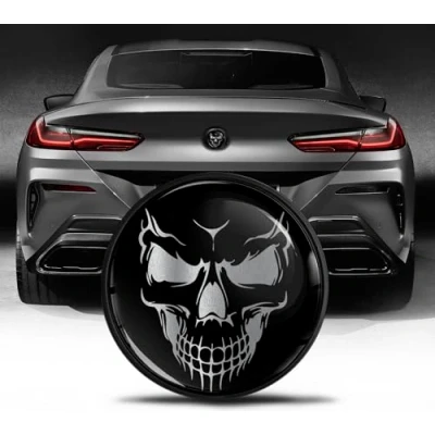 Afbeelding van Biomar Labs Compatibel met BMW Emblem 51148219237 Trunk Tuning Badge 74mm Skull Zilver Zwart EZ 15