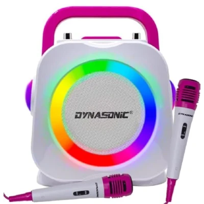 Afbeelding van DYNASONIC Karaoke met microfoon, origineel geschenk voor kinderen en meisjes, spreker, speelgoed meisjes 4 13 jaar (Pink)