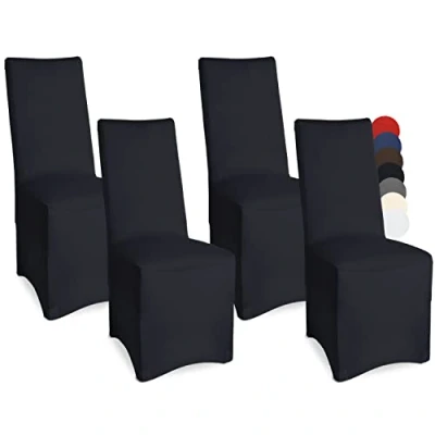 Afbeelding van Beautissu Banket stoelhoezen set van 4 45 x 90 cm Leona elegante stretch hoezen voor stoelen elastische stoelovertrekken in met Öko Tex zegel zwart