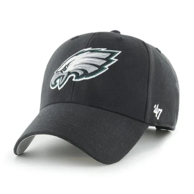 Afbeelding van &#039;47 NFL Philadelphia Eagles MVP Unisex honkbalpet, verstelbare klittenbandsluiting, eenheidsmaat, teamlogo, kleur zwart, One size