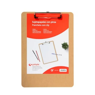Afbeelding van Grafoplás 1550649 klembord, A4, hout, afgeronde randen