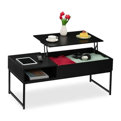 Afbeelding van Relaxdays salontafel met opbergruimte koffietafel woonkamertafel uitklapbaar 110 cm A