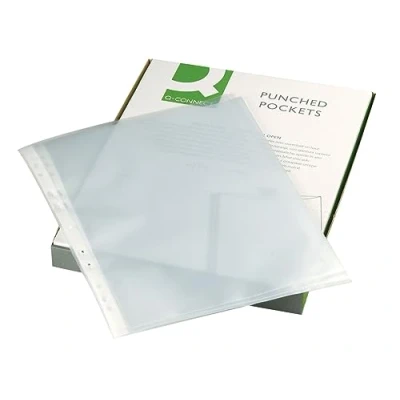 Afbeelding van Q Connect Geperforeerde zak A4 50micro, oranje schil (Pack van 100)