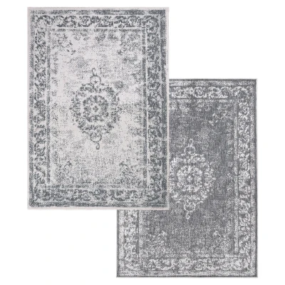 Afbeelding van Duo Binnen en Buiten Vloerkleed Dubbelzijdig Outdoor Laagpolig Tapijt Grijs 120x170 cm Rechthoek Polypropyleen Tapijtenloods