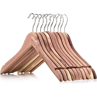 Afbeelding van HANGERWORLD 10 Natuurlijke Ceder 44Cm Houten Top Jas Kleding Kledingstuk Hangers Met Rok Broek Loops
