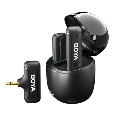 Afbeelding van Boya Lavalier Draadloze microfoon, 3,5 mm TRS microfoon voor camera, ruisonderdrukking, 100 m overdracht, 32 uur werktijd, mini plug play camera/camcorder/recorder (BY WM3T M2)
