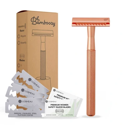 Afbeelding van Safety Razor RVS + 20 mesjes Veiligheids Scheermesje Vrouwen Dames Single Blade