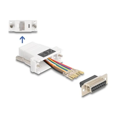 Afbeelding van Delock D Sub 15 Pin Buchse zu RJ45 Montagesatz weiß HQ produ