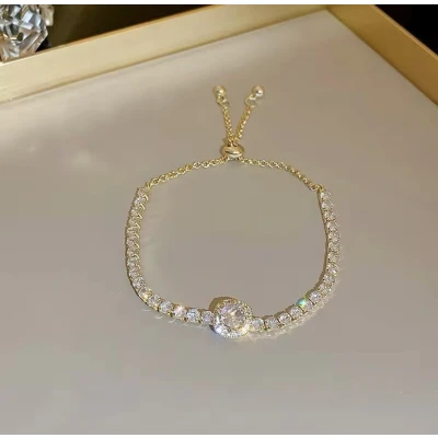 Afbeelding van Luxe Damesarmband Gouden Armband Inleg met Zirkonia RVS Verstelbare