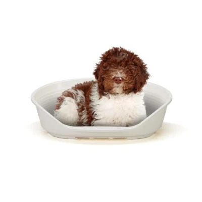 Afbeelding van FERPLAST Hondenmand &amp; Kattenmand Kunststof Medium 100% Gerecycled Wasbaar Ademend Antislip Siesta Deluxe, 74 x 48 xh 25 CM, WIT