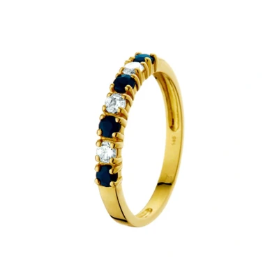 Afbeelding van Geelgouden Ring saffier en zirkonia 4015595 18.50 mm (58)