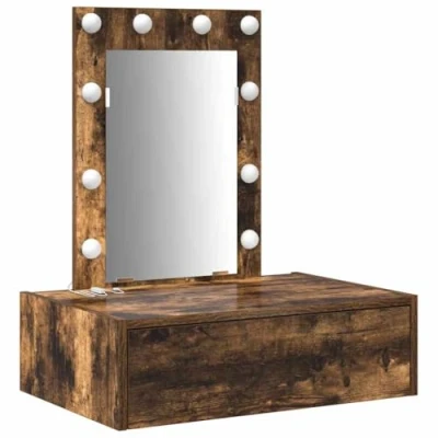 Afbeelding van vidaXL Gerookt Eiken Massief Hout 60 x 40 70 cm Kaptafel Rechthoekig