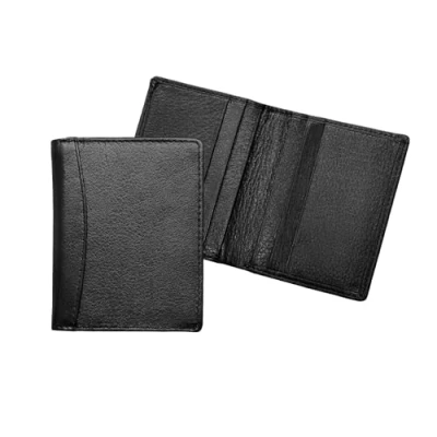 Afbeelding van RAS Mens klein zwart zacht echt Nappa lederen kaarthouder hoesje portemonnee en contant geld zak, Zwart, 8cm x 10cm., Casual