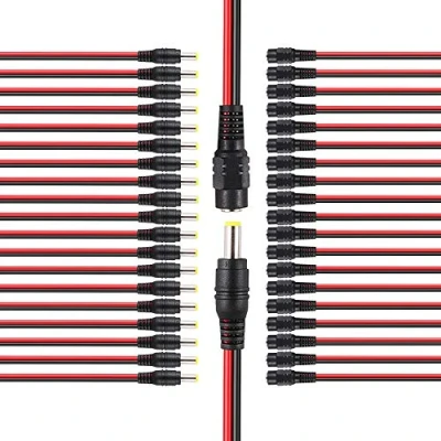 Afbeelding van Aiqeer 20 paar 2,1 x 5,5 mm DC Power Pigtail kabels, stekker &amp; female kabel, voor CCTV beveiligingscamera&#039;s