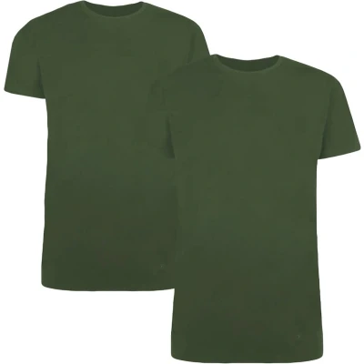 Afbeelding van Comfortabel &amp; Zijdezacht Bamboo Basics Ruben Bamboe T shirts (Multipack 2 stuks) Heren Ronde Hals Korte Mouwen Army S