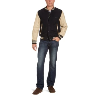 Afbeelding van Schott Bomberjacks, Heren, Maat: Medium, Navy/beige