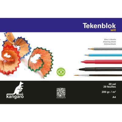 Afbeelding van Kangaro K 5551 Tekenblok 210X297Mm 200Gr 20 Vel, Wit
