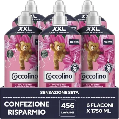 Afbeelding van Coccolino Wasverzachterconcentraat, zijdegevoel, wasverzachter voor wasmachine met Stay Fresh technologie, rozengeur, lila bloemen en perzik, XXL formaat tot 456 wasbeurten, 6 stuks à 1750 ml