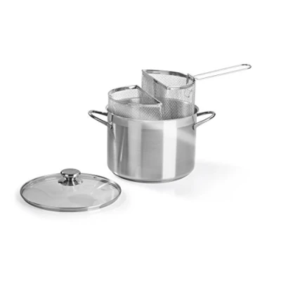 Afbeelding van Barazzoni 421049524 Spaghetti en pastapot met twee zeefinzetstukken, diameter 24 cm, inhoud 7,25 l, roestvrij staal 18/10, grijs