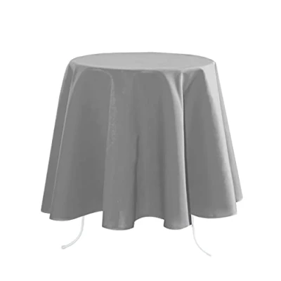 Afbeelding van stof Textiles Tafelkleed rond D180 cm grijs Eettafel tafellakens polyester tafel dekken nette afwerking