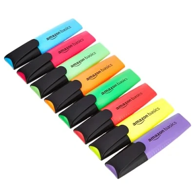 Afbeelding van Amazon Basics Markeerstiften, set van 8, verschillende kleuren, fel