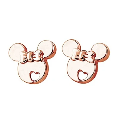 Afbeelding van Kaguyo Minnie Mouse Earrings for Girls Roségoud Verguld 925 Sterling Zilveren Kleine Schattige Mickey Stud Oorbellen voor Vrouwen Meisjes en Kinderen Verjaardagscadeau (roségoud)