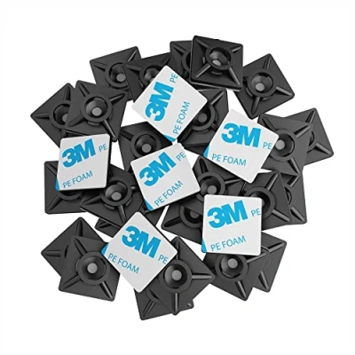 Afbeelding van intervisio Kabelbevestigingen Zwart, 19 mm x 19mm, zelfklevende basis voor kabelbevestigers, kabelverbinders, 100 stuks