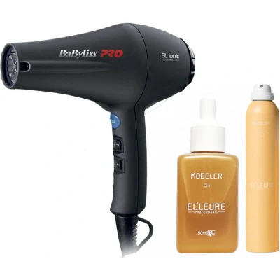 Afbeelding van Babyliss PRO Föhn SL Ionic + Elleure Modeler Haarlak 300ml Olie 50ml bundel/set/pakket