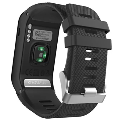 Afbeelding van MoKo Watch Band for Garmin Vivoactive HR, Soft Silicone Replacement ONLY HR Sports GPS Smart with Adapter Tools BLACK