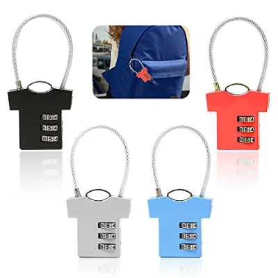 Afbeelding van Kleine Combinatie Hangslot 4 Stuks Locker Hangsloten Combinatieslot voor Koffer 3 Digit T Shirt Vorm Gym Reizen Koffers Bagage Bag Case