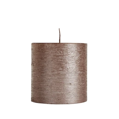 Afbeelding van Kaars rustiek 100/100 metallic zalm
