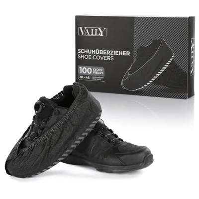 Afbeelding van Vaily® Schoenovertrekken, zwart, 100 stuks (50 paar), duurzaam en antislip